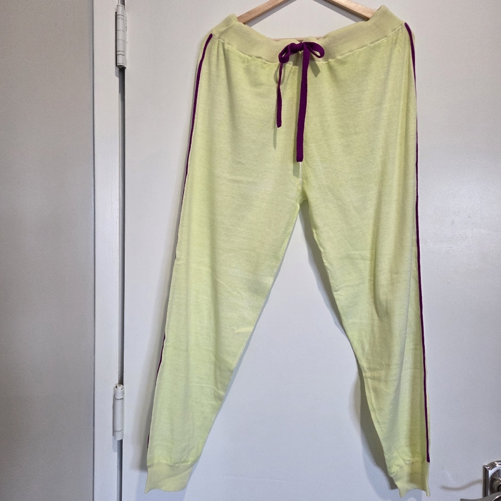 Lisa Todd Cotton Athleisure Pants, Yellow/Purple, XL (Fits 12-14), NWT